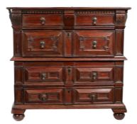 A Charles II walnut, cedar and fruitwood chest of drawers, circa 1670 The top of two wide front to