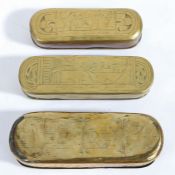 WITHDRAWN Three 18th century brass and copper tobacco boxes, Dutch, circa 1760-1800 All of