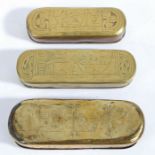 WITHDRAWN Three 18th century brass and copper tobacco boxes, Dutch, circa 1760-1800 All of