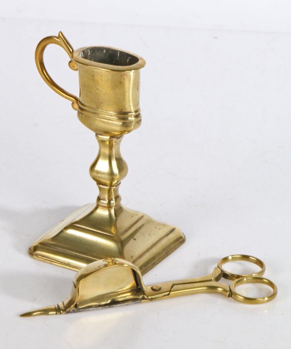 A good George I brass upright candle-snuffer and stand, circa 1720 The snuffer, or wick trimmer, - Image 5 of 5