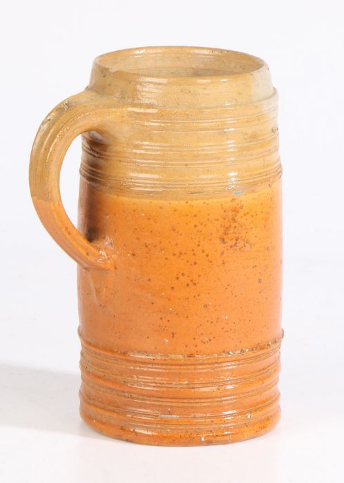 An 18th century salt glaze tankard The cylindrical body with ring decoration and loop handle, 17.5cm - Image 2 of 2