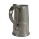 An early 19th century pewter half-gallon capacity straight-sided measure, English The tapering