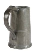 An early 19th century pewter half-gallon capacity straight-sided measure, English The tapering
