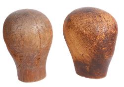 Two 19th century milliners' or wig stands One maker/retailer stamped 56cm, 24cm high 25cm high, (2)