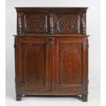 An unusual and small Charles II oak cupboard, North Wales, circa 1670 Having a recessed cupboard,