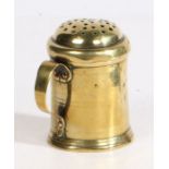 A George III brass dredger, circa 1770 Of cylindrical form, screw-on gently domed and pierced top,