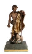 A 17th -early 18th century polychrome decorated figure of John The Baptist Standing, wearing a