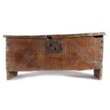 A small and rare Henry VIII oak boarded chest, possibly Suffolk/Norfolk, circa 1530, The