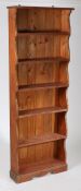 Tall pine waterfall bookcase, 75cm wide, 202.5cm high