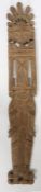 Aztec style carved wooden figural hanging/panel, 20th century, 198cm long
