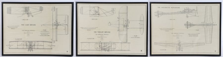 Three skeletal prints of Biplanes, The Wright Biplane, The Antoinette Biplane and The Cody - Image 2 of 2