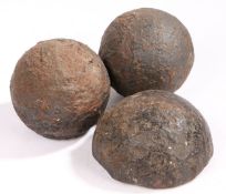 Cannon balls, two complete and one cut in half, (3)