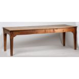 Large Victorian pine and beech farmhouse kitchen table, the rectangular top raised on a pine base