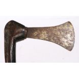 South African ceremonial axe, the blade with engraved decoration, 53cm long