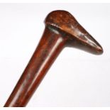 Polynesian hardwood club, with carved handle to the shaft and tapering head, 65cm long