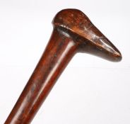 Polynesian hardwood club, with carved handle to the shaft and tapering head, 65cm long