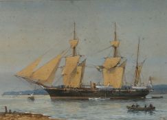 William Frederick Mitchell (British 1845-1914), study of a two masted sailing ship, signed