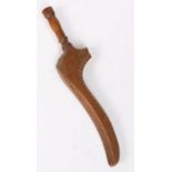 19th century treen goose wing knitting sheath, with punched wrigglework decoration, initialled AM,