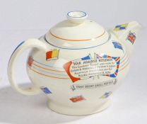 A Crown Ducal 'War Against Hitlerism' Art Deco teapot, manufactured circa 1939