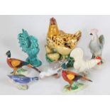 Royal Copenhagen Goose figurine, two Beswick Pheasants together with five further ceramic birds (8)