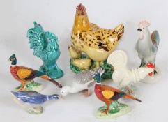 Royal Copenhagen Goose figurine, two Beswick Pheasants together with five further ceramic birds (8)