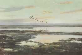 Sir Peter Markham Scott, CH, CBE, FRS, FZS, (British, 1909-1989) Geese in Flight signed in pencil (