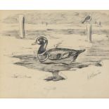 Arthur Henry Patterson (British, 1857-1935) Duck in Icy Water, Gull to Post signed (lower right),