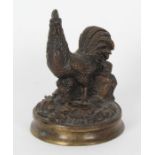 After P J Mene Cockerel, bronze cast, signed, 11cm height