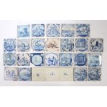 A collection of 18th Century Dutch Delft tiles, various scenes, figural, landscape, biblical and