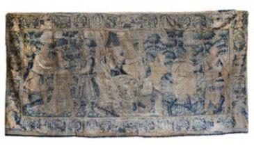 A good and extremely large late 16th/ early 17th Century Flemish Oudenaarde tapestry A figure to the