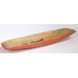 A 19th Century Swedish salting trough, vibrant orange paint to the exterior, 62cm long