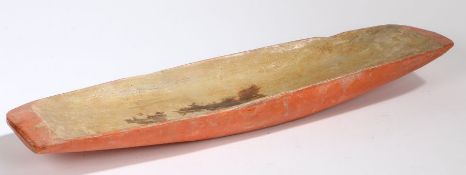 A 19th Century Swedish salting trough, vibrant orange paint to the exterior, 62cm long