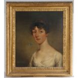 EARLY 19TH CENTURY ENGLISH SCHOOL Portrait of Hester, Lady King, in a white dress Bears traces of