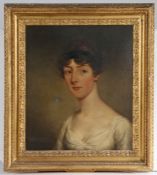 EARLY 19TH CENTURY ENGLISH SCHOOL Portrait of Hester, Lady King, in a white dress Bears traces of