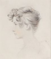 Josiah Slater (1780-1847) Portrait of Mary Ann, pencil and watercolour, 12cm x 14cm