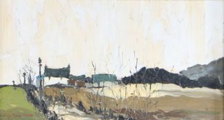 Charles Wyatt Warren (British 1908-1993) Farm near Bethel, signed oil on board, 34cm x 18cm