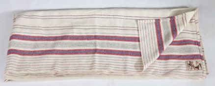 A Welsh blanket, Teifi Mill, red stripes with cream ground, 165cm x 200cm approximately