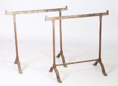 A pair of steel trestle supports, 77.5cm wide, 73cm high