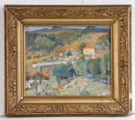 E Boehm (20th Century) French Landscape signed (lower right), oil on board 18 x 22cm (7" x 8.5")