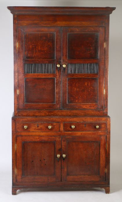 A Welsh late 18th/early 19th Century food cupboard, circa 1790-1820, Caernarfonshire, the concave