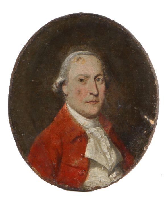 British School, circa 1770, A Portrait of a Gentleman, wearing a red jacket and cream waistcoat,