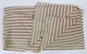 A Welsh blanket, narrow lines with cream field, 165cm x 185cm approximately