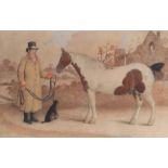 Attributed to George Morland and studio, Horse, groom and terrier, signed and dated Morland/August/