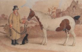 Attributed to George Morland and studio, Horse, groom and terrier, signed and dated Morland/August/