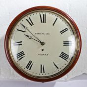 A 19th Century Norfolk wall clock, Springall Norwich, the cream painted signed dial with Roman