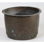 A 19th Century copper vat/ log bin, the flared lip stamped K12 above a slightly tapered body and