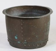 A 19th Century copper vat/ log bin, the flared lip stamped K12 above a slightly tapered body and