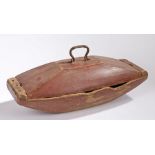 A 19th Century Swedish food box, the swing handle above a shaped lid and base, 50.5cm long, 21cm