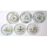 A collection of 18th Century English Delft, to include three Liverpool polychrome examples decorated