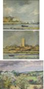 East Anglian School (20th Century) Landscapes group of three oils on board various sizes (3)